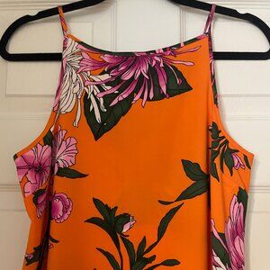 ASOS (Warehouse brand) Orange Tropical Sleeveless Shift Dress
